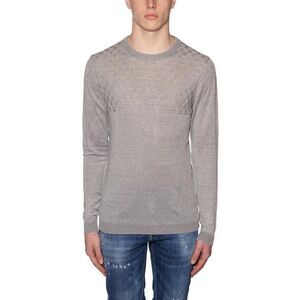 DANIELE ALESSANDRINI Men's Crew Neck Textured Knit Sweater Men GREY Sweaters &
